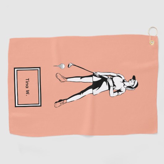 Serviette De Golf Lady Golfer Nom et année personnalisés (Horizontal)