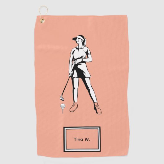 Serviette De Golf Lady Golfer Nom et année personnalisés (Devant)