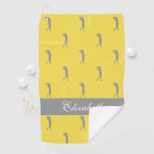 Serviette De Golf Lady Golfer Nom utomisé Motif gris jaune (En situation)