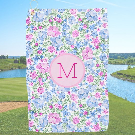 Serviette De Golf Lady Golfer Pink Blue Preppy Custom Initial Ladies