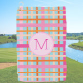 Serviette De Golf Lady Golfer Pink sauge plaid Preppy Custom Ladies