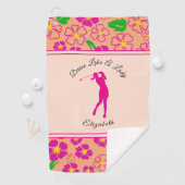 Serviette De Golf Lady Golfer Rose Orange Preppy Nom personnalisé Da (En situation)