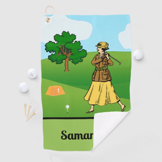 Serviette De Golf Lady Golfer se prépare à partir (En situation)
