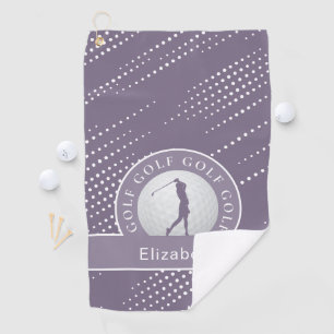 Serviette De Golf Lady Golfer Silhouette Golf Sports Motif violet