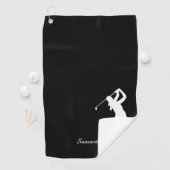 Serviette De Golf Lady Golfer Silhouette Monogramme noir blanc (En situation)