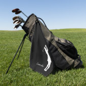 Serviette De Golf Lady Golfer Silhouette Monogramme noir blanc (Vert)