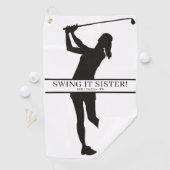 Serviette De Golf Lady Golfer Silhouette Personalized Monogram (En situation)