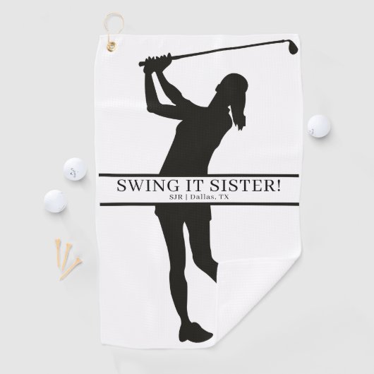 Serviette De Golf Lady Golfer Silhouette Personalized Monogram (En situation)