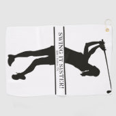 Serviette De Golf Lady Golfer Silhouette Personalized Monogram (Horizontal)