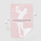 Serviette De Golf Lady Golfer Silhouette Personalized Monogram (En situation)