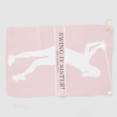 Serviette De Golf Lady Golfer Silhouette Personalized Monogram (Horizontal)