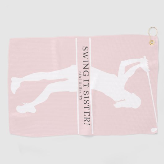 Serviette De Golf Lady Golfer Silhouette Personalized Monogram (Horizontal)