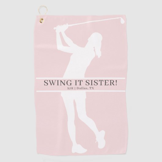 Serviette De Golf Lady Golfer Silhouette Personalized Monogram (Devant)