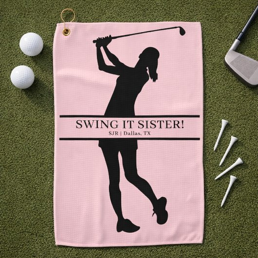Serviette De Golf Lady Golfer Silhouette Personalized Monogram