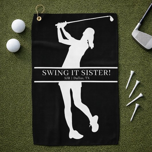 Serviette De Golf Lady Golfer Silhouette Personalized Monogram 