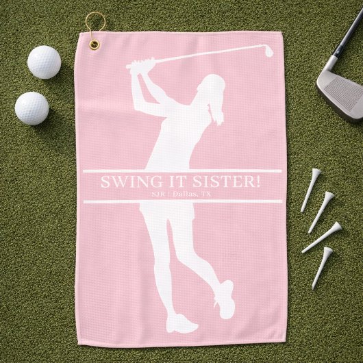 Serviette De Golf Lady Golfer Silhouette Personalized Monogram