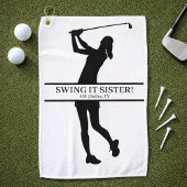 Serviette De Golf Lady Golfer Silhouette Personalized Monogram