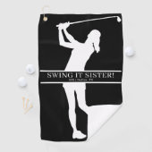Serviette De Golf Lady Golfer Silhouette Personalized Monogram  (En situation)