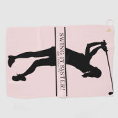 Serviette De Golf Lady Golfer Silhouette Personalized Monogram (Horizontal)