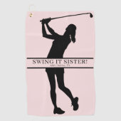 Serviette De Golf Lady Golfer Silhouette Personalized Monogram (Devant)