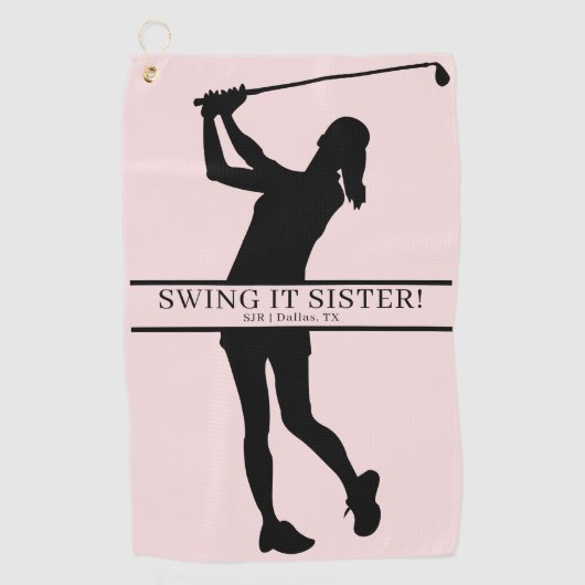 Serviette De Golf Lady Golfer Silhouette Personalized Monogram (Devant)