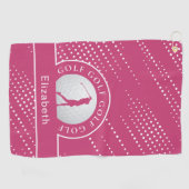 Serviette De Golf Lady Golfer Silhouette Sports Motif rose blanc (Horizontal)