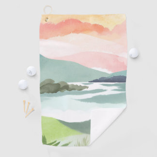 Serviette De Golf Lake Morning Sunrise | Watercolor Nature