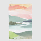 Serviette De Golf Lake Morning Sunrise | Watercolor Nature (Devant)