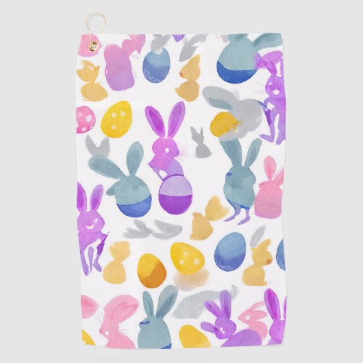 Serviette De Golf lapin avec oeufs de pâques (Devant)