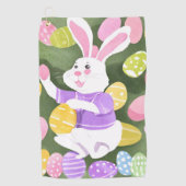 Serviette De Golf lapin avec oeufs de pâques (Devant)