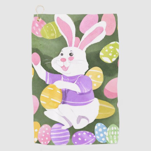 Serviette De Golf lapin avec oeufs de pâques (Devant)