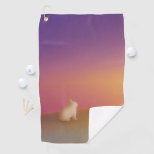 Serviette De Golf Lapin blanc mignon sur Grassy Hill au lever du sol