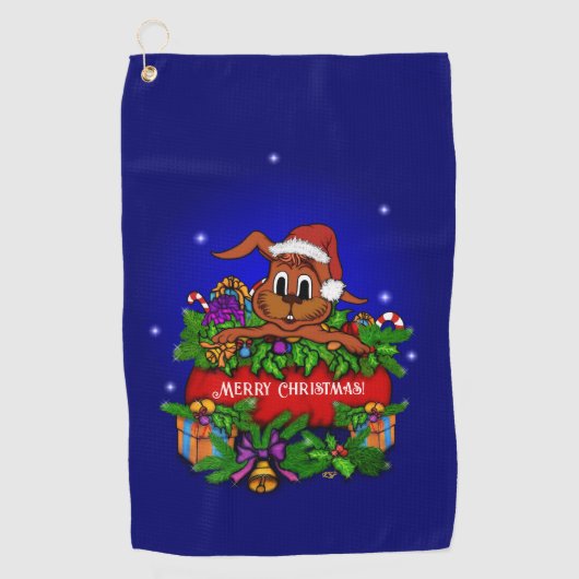 Serviette De Golf Lapin de Noël (Devant)