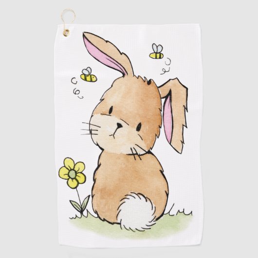 Serviette De Golf Lapin de Pâques et abeilles (Devant)