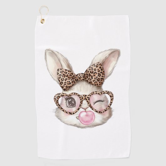 Serviette De Golf Lapin de Pâques Lunettes Mignonnes Léopard Lapin d (Devant)