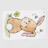 Serviette De Golf Lapin Et Abeilles (Horizontal)