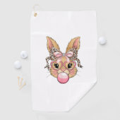 Serviette De Golf Lapin Mignon Visage de Lapin Lunettes de Léopard F (En situation)