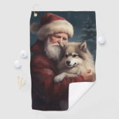 Serviette De Golf Lapphund finlandais Noël festif du Père Noël (En situation)