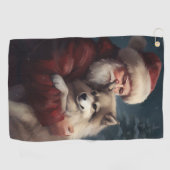 Serviette De Golf Lapphund finlandais Noël festif du Père Noël (Horizontal)