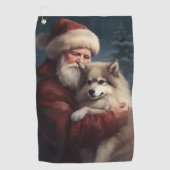 Serviette De Golf Lapphund finlandais Noël festif du Père Noël (Devant)