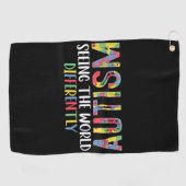 Serviette De Golf L'Autisme Voit Le Monde Différemment L'Autisme (Horizontal)