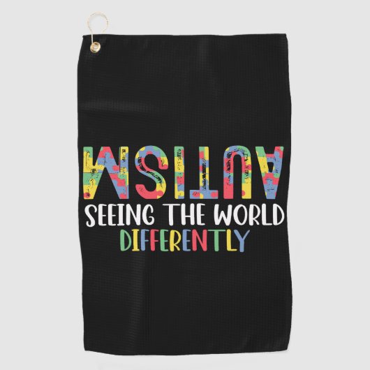 Serviette De Golf L'Autisme Voit Le Monde Différemment L'Autisme (Devant)