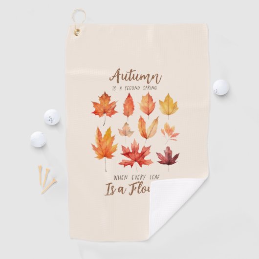 Serviette De Golf L'automne est le deuxième printemps - Feuilles d'a (En situation)