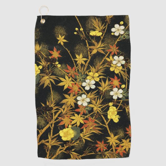 Serviette De Golf L'automne japonais laisse l'art classique antique  (Devant)