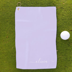 Serviette De Golf Lavande Purple Script Moderne Fille Monogramme Nom