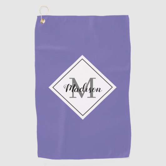 Serviette De Golf Lavande Purple Script Personnalisé Monogramme (Devant)