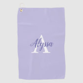 Serviette De Golf Lavande violette Monogramme Script Golf Serviette (Devant)