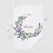 Serviette De Golf Lavender eucalyptus nom de la végétation script (En situation)