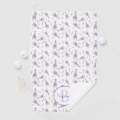 Serviette De Golf Lavender Flower Bung Motif pourpre Bow Monogramme (En situation)