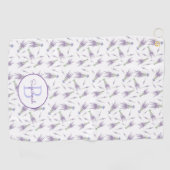 Serviette De Golf Lavender Flower Bung Motif pourpre Bow Monogramme (Horizontal)
